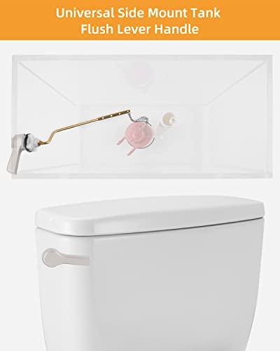 Hibbent 2 Pack Universal Side Mount Toilet Handle Angle-Mount Adjustable Trip Lever Tank Flush Lever Replacement Handle with 2 Pieces Stainless Steel Flapper Chains for Most Toilets - Brushed Nickel - Image 4