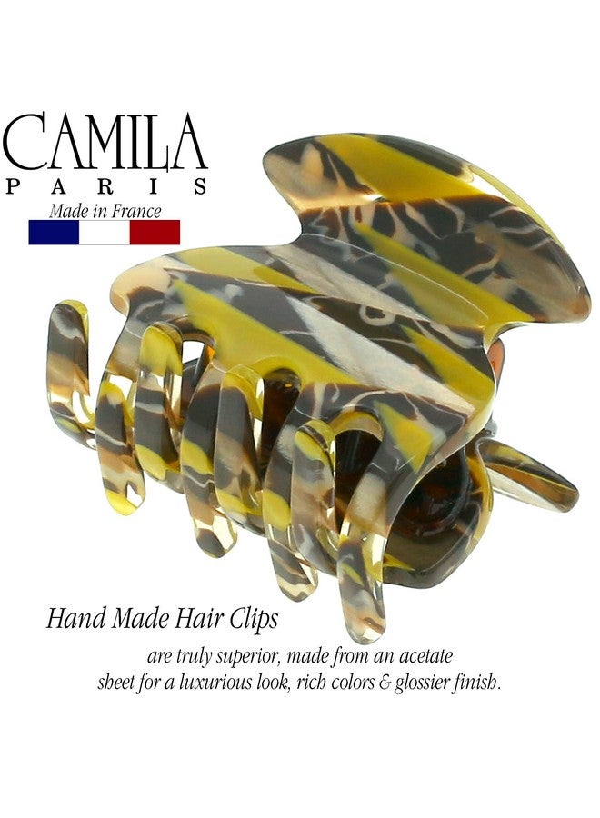 كاميلا مشبك شعر فرنسي للنساء من باريس CP3181، مصنوع يدويًا، خردل، مشابك شعر للفتيات الصغيرات الفك، إكسسوارات شعر متينة للنساء، مقبض قوي مانع للانزلاق، صنع في فرنسا - Image 2
