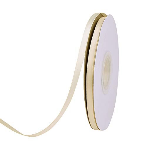 Ribest 1/4 inch Double Face Ivory Satin Ribbon Thin for Crafts Gift Wrapping Wedding Decoration 50 Yards - Image 1