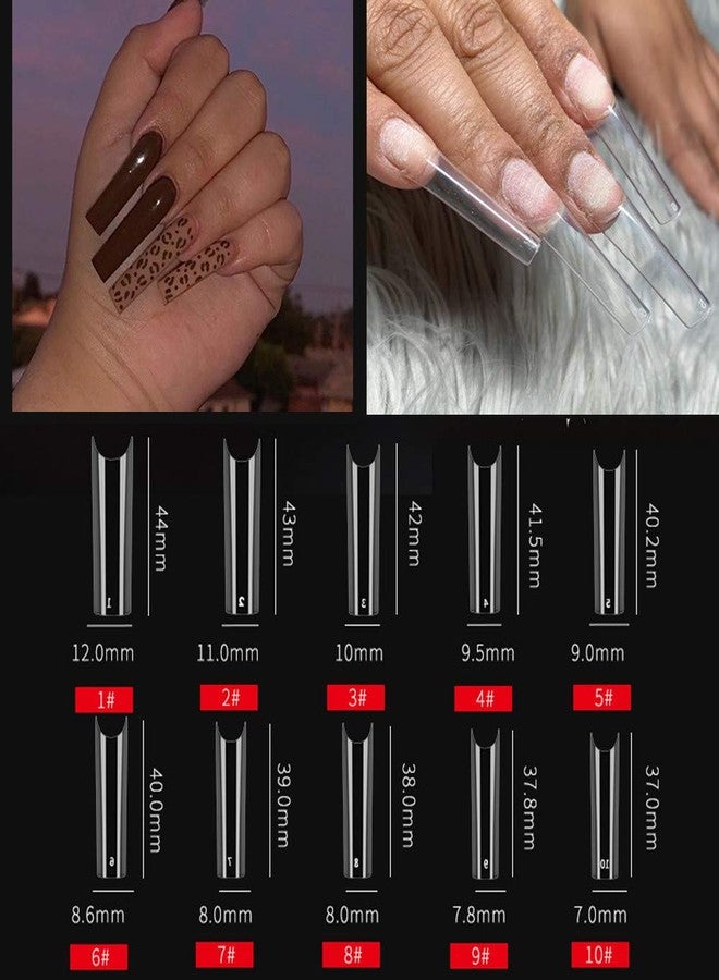YIMART 500pcs XL Fake Nails Premium Square Clear Tips Nail Art C Tips French Acrylic Long C Curve False Nails for Gel Polish (Natural XL Long) - Image 2