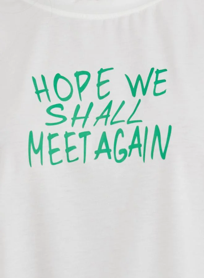 Take Two Take Two Slogan Print Round Neck T-Shirt