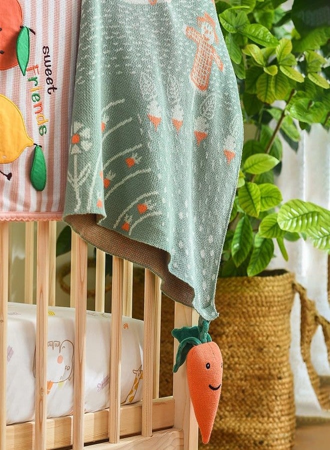 Mi Arcus 100% Cotton Knitted Soft Green Printed Lightweight All Weather Blanket 0-12M - Image 1