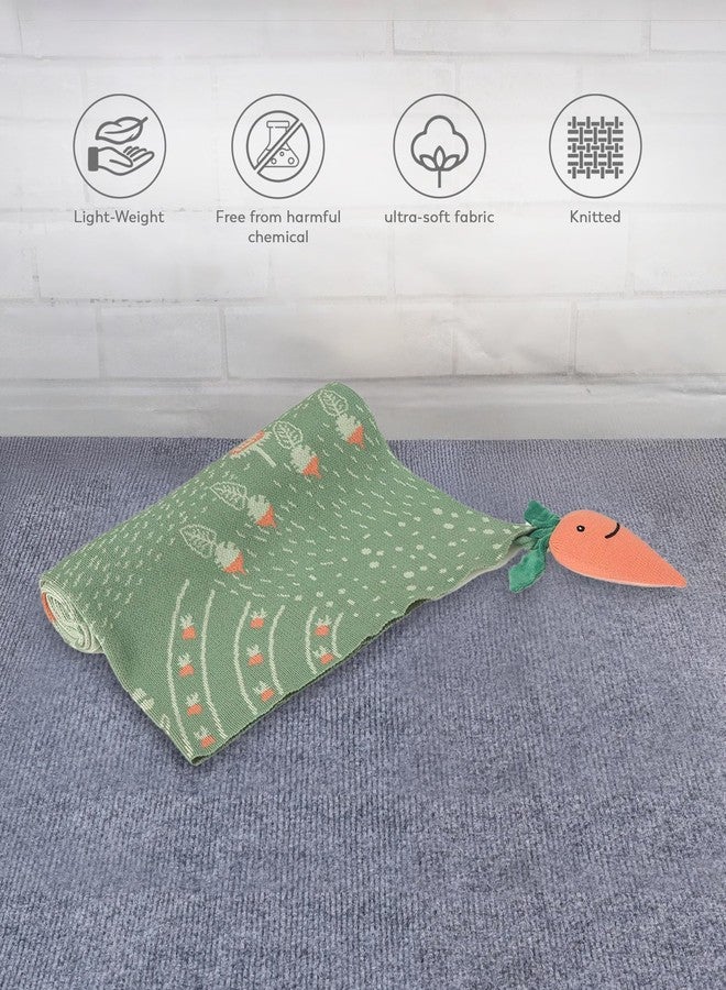 Mi Arcus 100% Cotton Knitted Soft Green Printed Lightweight All Weather Blanket 0-12M - Image 2
