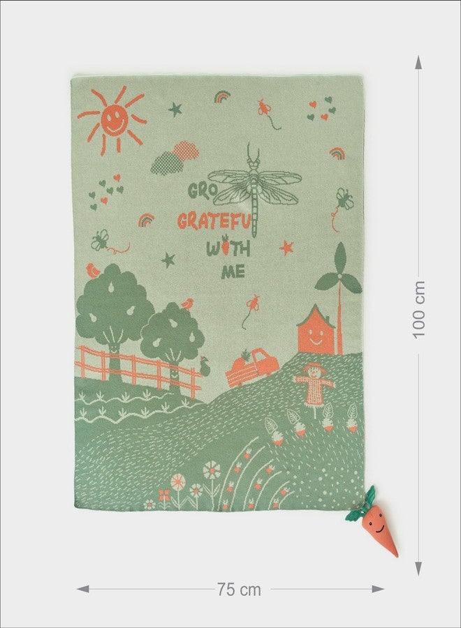Mi Arcus 100% Cotton Knitted Soft Green Printed Lightweight All Weather Blanket 0-12M - Image 3
