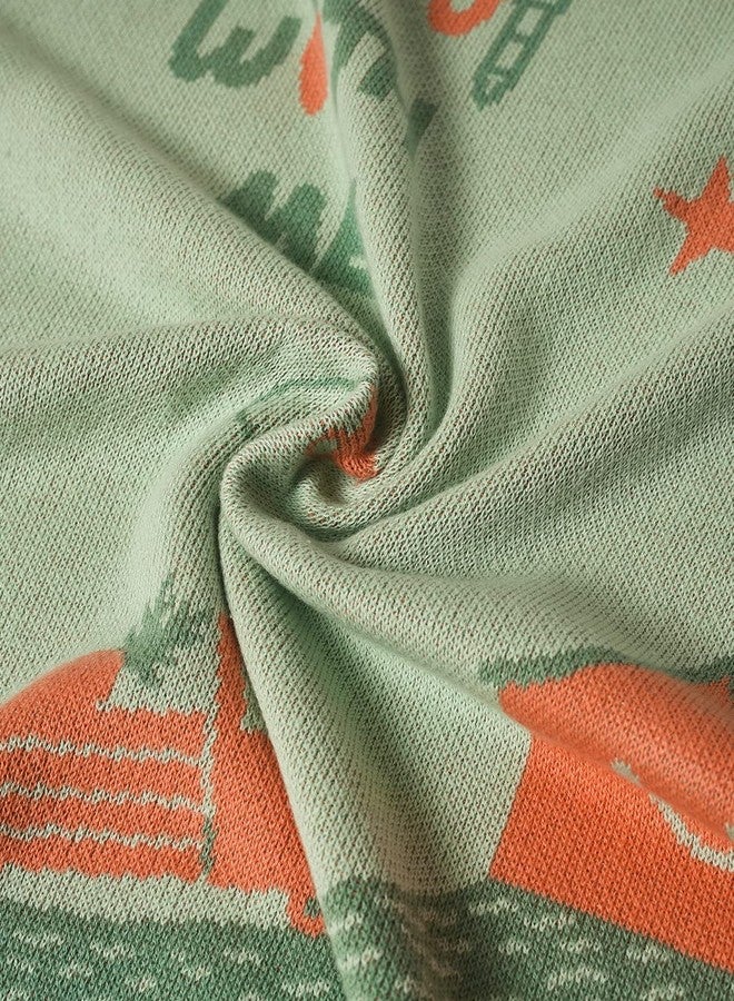 Mi Arcus 100% Cotton Knitted Soft Green Printed Lightweight All Weather Blanket 0-12M - Image 5