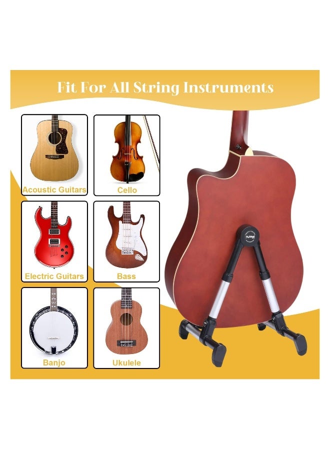 Generic Guitar Stand, Adjustable Guitar Stand, Folding Frame Holder For Electric Guitar Ukulele Bass Instrument Stand Guitar Parts Accessories, For Acoustic Electric Classical Guitar (Silver) - Image 4