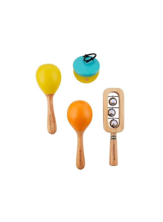 Brainsmith Swoora Mini Percussion Set (0-3 Years) - Musical Wooden Rattle Toy for Infants and Toddlers, Non-Toxic Hold and Shake Sound Toys for Baby, Multicolor - Image 1