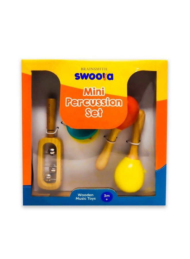 Brainsmith Swoora Mini Percussion Set (0-3 Years) - Musical Wooden Rattle Toy for Infants and Toddlers, Non-Toxic Hold and Shake Sound Toys for Baby, Multicolor - Image 5
