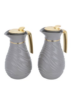 Alsaif Gallery Light Gray Thermos Set With Golden Handle  - Image 2