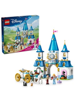 LEGO ǀ Disney Cinderella’s Castle & Horse Carriage Building Toy for 6+ Year Old Girls, with Princess Cinderella and Prince Charming Minidolls, Lucifer & Gus Figures, Birthday Gift for Fans 43275 (596 pieces)  - Image 1