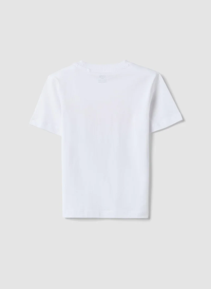 او في اس OVS White Pure Cotton Boysâ€™ T-Shirt With Sailing Print