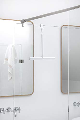 Brabantia Silicone Shower Squeegee with Hook White Anti Streak Cleaning Wiper for Bathroom Glass Plastic Tile Doublesided Brush Rim Design - Image 3