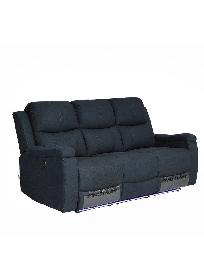 DANUBE HOME Paladin 3-Seater Fabric Recliner Sofa with LED Lights & Cup Holders - Stylish Blue Reclining Sofa for Living Room - 2-Year Warranty - Image 2