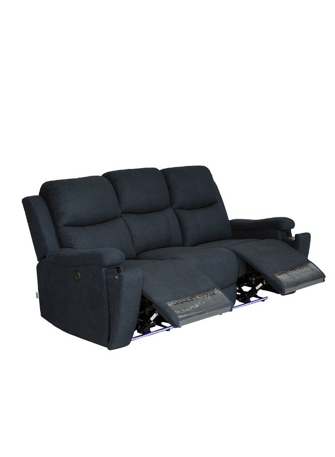 DANUBE HOME Paladin 3-Seater Fabric Recliner Sofa with LED Lights & Cup Holders - Stylish Blue Reclining Sofa for Living Room - 2-Year Warranty - Image 3