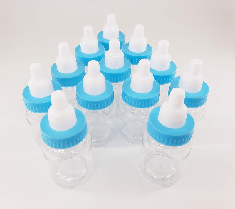 VINAU 24 Pcs Blue Mini Baby Bottle Fillable Baby shower Newborn baby Baptism for Girl Boy Birthday Party Dcor favor gift - Image 3
