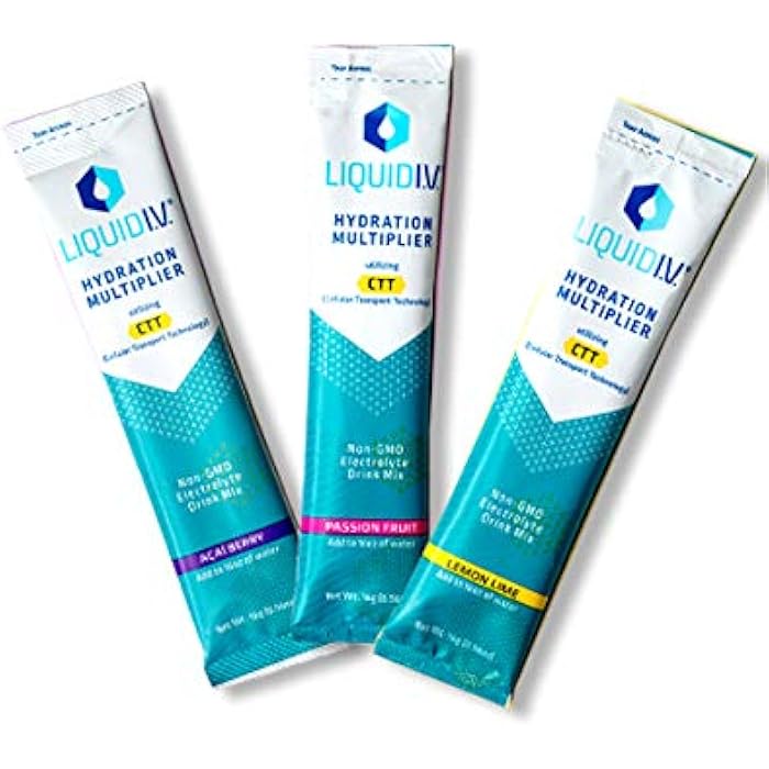 Liquid I.V. Liquid IV Hydration Multiplier Variety Pack Electrolyte Powder (6 Count: Lemon Lime, Passion Fruit, Acai Berry) Supplement for Enhancing Your Water or Drink - Liquid I V Electrolytes for Dehydration - Image 1