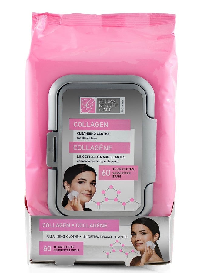 Global Beauty Care Collagen Cleansing Facial Towelettes for All Skin Types, Makeup Remover, Paraben-Free, Non-Comedogenic, Hydrating, Firming & Smoothing Formula 60 Ct 1 Pack - Image 1