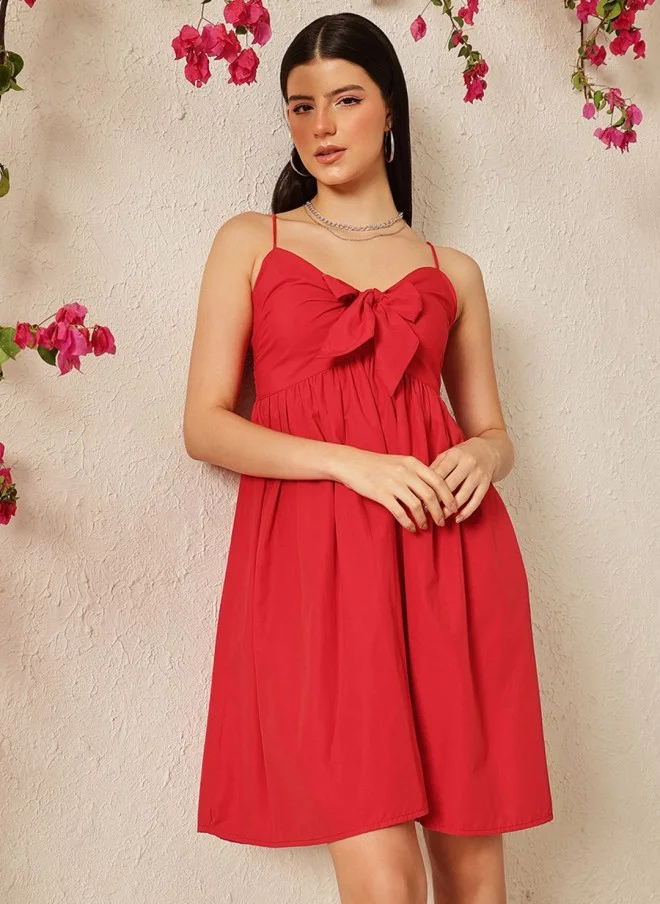 STREET 9 Red Cotton Fit & Flare Dress for Women