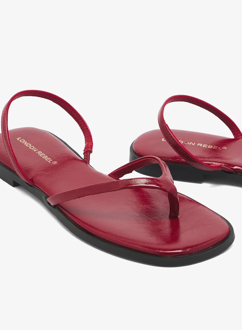 London Rebel BURGUNDY PU Florie Multi Strap Flat Flip Flops for Women | Best Price UAE