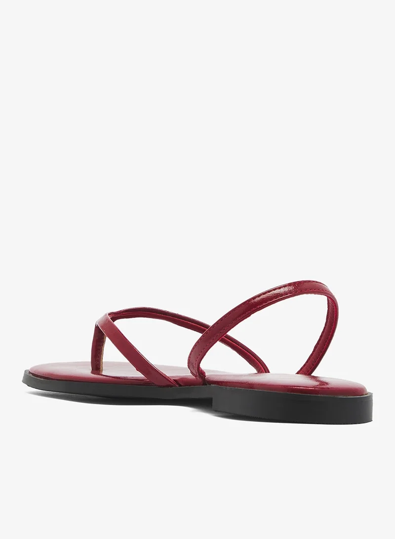 London Rebel BURGUNDY PU Florie Multi Strap Flat Flip Flops for Women | Best Price UAE