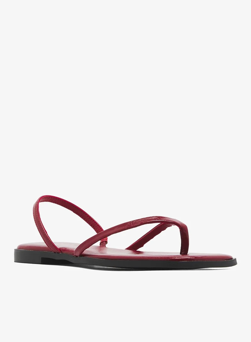 London Rebel BURGUNDY PU Florie Multi Strap Flat Flip Flops for Women | Best Price UAE