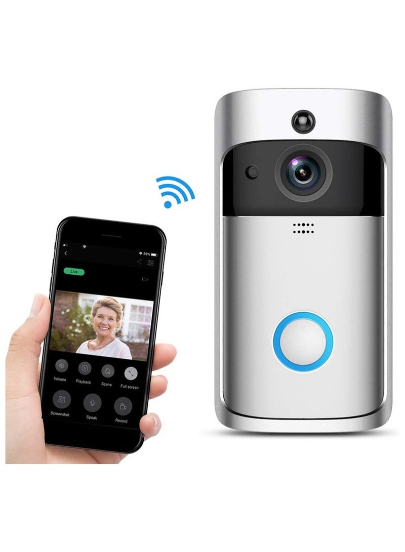 Wireless Smart Doorbell with 720P Camera – WiFi Video Doorbell with 2-Way Audio, Night Vision, PIR Motion Sensor, Remote Control - Image 1