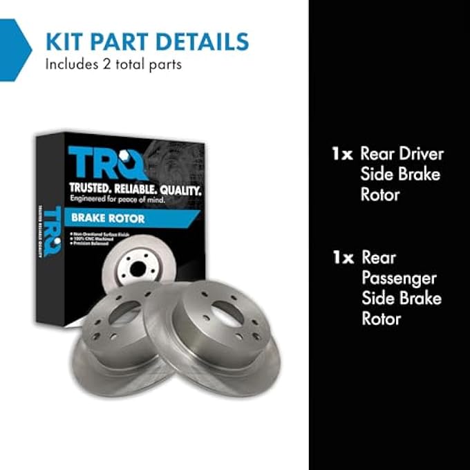 ريحني زوج دوار الفرامل القرصية الخلفية TRQ مجموعة 20022018 نيسان ألتيما 20112017 نيسان جوك 20042008 نيسان ماكسيما 20072018 نيسان سنترا - Image 3