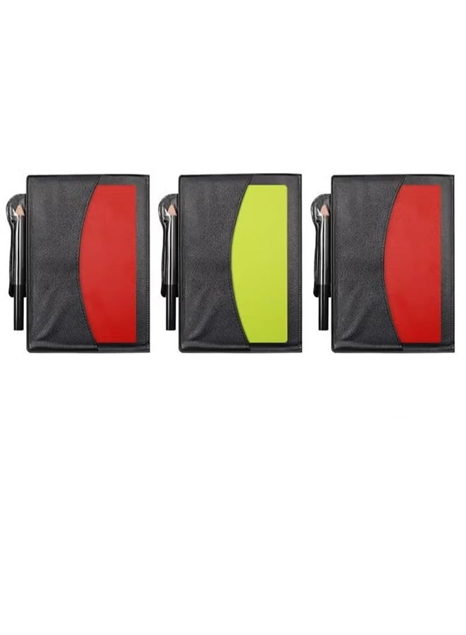 Generic 3-Piece Soccer Coach Referee Card Set, Warning Referee Red and Yellow Cards for Game Sports, Football Penalty Card Wallet with Record Sheet and Pencil, Durable and Wear-Resistant - Image 1