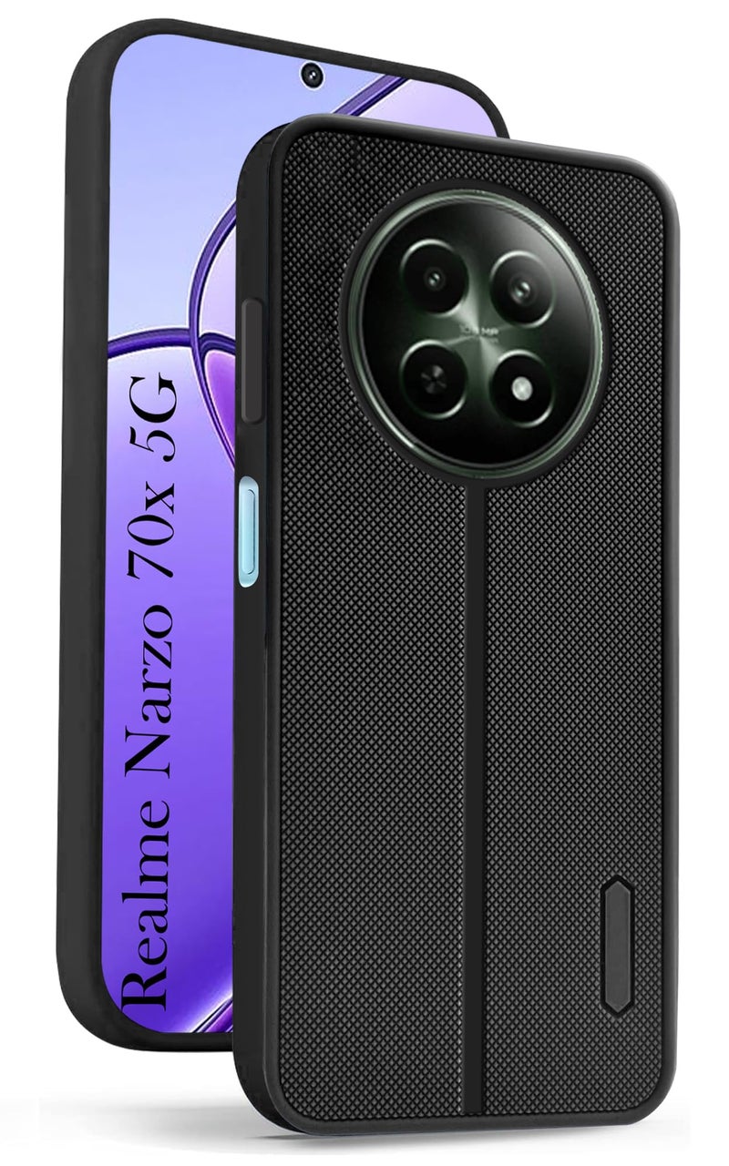Jkobi Back Case Cover for Realme Narzo 70x (Textured Grip Design | Micro-Fiber Cloth Inside | Slim and Light Weight | Soft Touch and Feel | Black) - Image 1