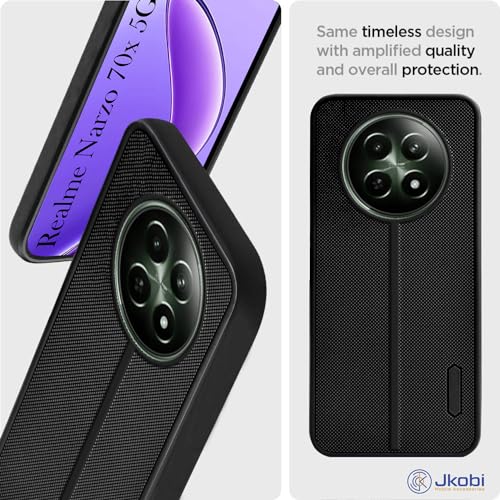 Jkobi Back Case Cover for Realme Narzo 70x (Textured Grip Design | Micro-Fiber Cloth Inside | Slim and Light Weight | Soft Touch and Feel | Black) - Image 3