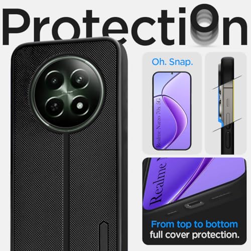 Jkobi Back Case Cover for Realme Narzo 70x (Textured Grip Design | Micro-Fiber Cloth Inside | Slim and Light Weight | Soft Touch and Feel | Black) - Image 2