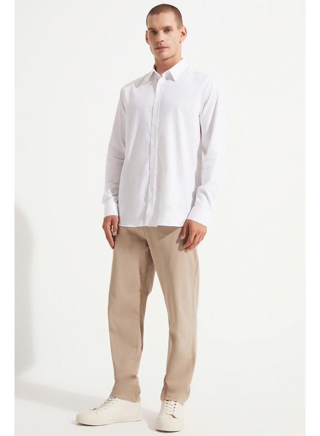 JUNE Men Regular Fit Long Sleeve Shirt Ecru - Image 4