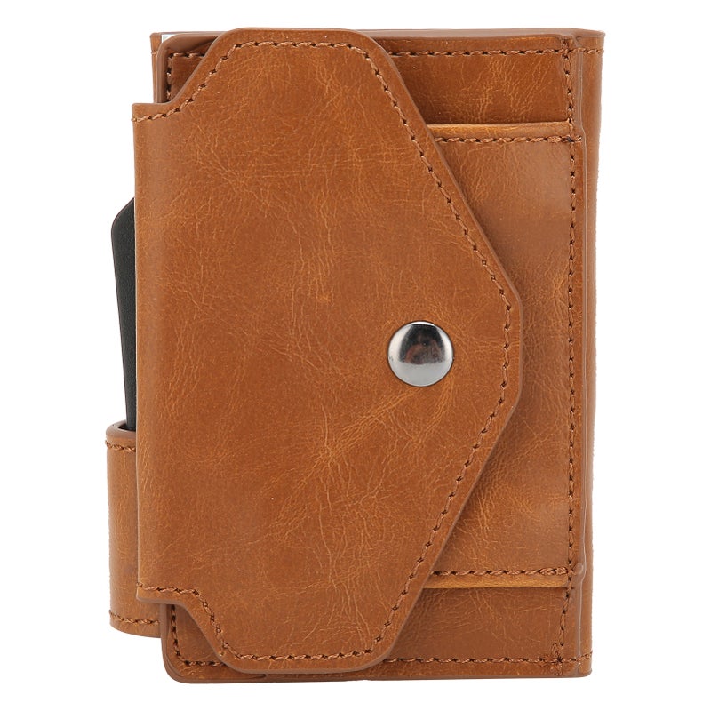 Credit Card Holder Beige: Safe Anti-Electronic Pickpocketing, High Quality Sturdy Durable Material, Compact Popup Design Credit Card Organizer for Daily Use Travel Shopping - Image 1