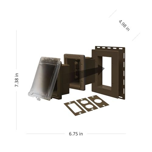 TayMac MR420CZ 1-Gang Recessed Enclosure Extra Duty, 6-in-1 Nonmetallic Weatherproof in-Use Cover, Horizontal/Vertical, Bronze - Image 2