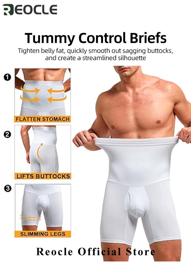 REOCLE - Men's Tummy Control Shorts High Waist Slimming Underwear Body Shaper Seamless Belly Girdle Boxer Briefs - Image 1