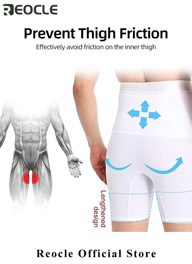 REOCLE - Men's Tummy Control Shorts High Waist Slimming Underwear Body Shaper Seamless Belly Girdle Boxer Briefs - Image 1
