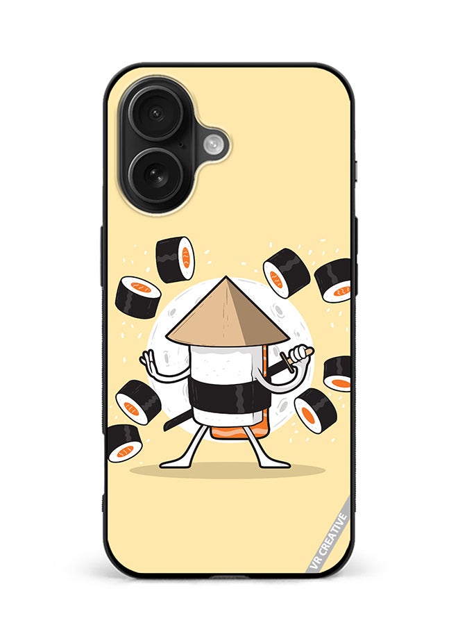 Protective Case Cover For Apple iPhone 16 Plus Samurai Sushi Design Multicolour