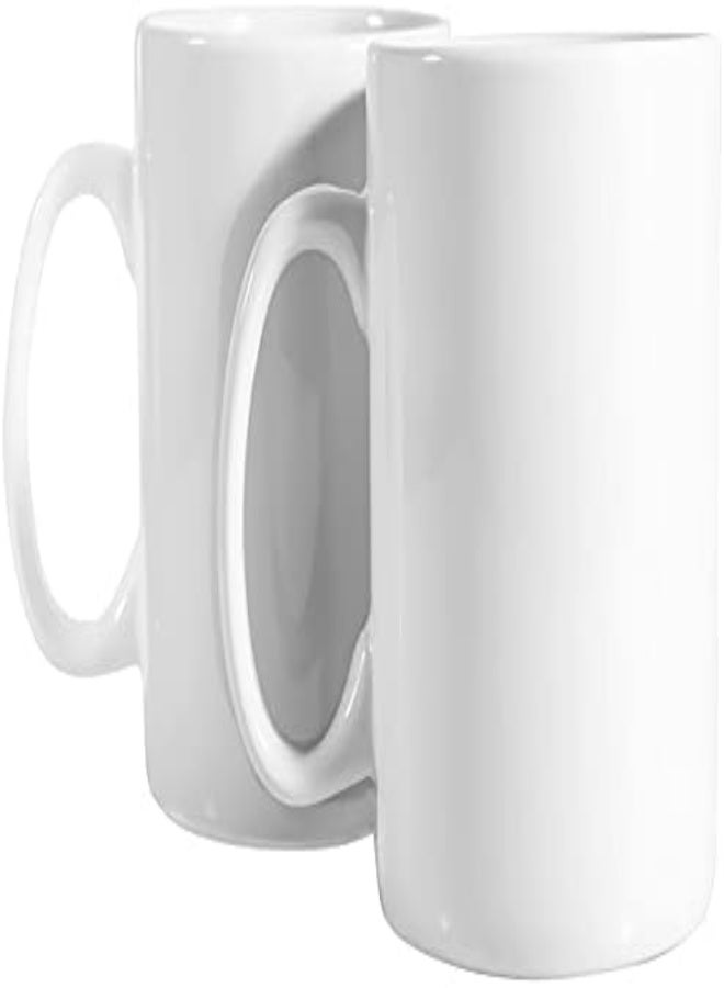 AKDC أكواب AKDC سعة 400 مل مع مقابض كبيرة مجموعة من 2 (بيضاء) - Image 1