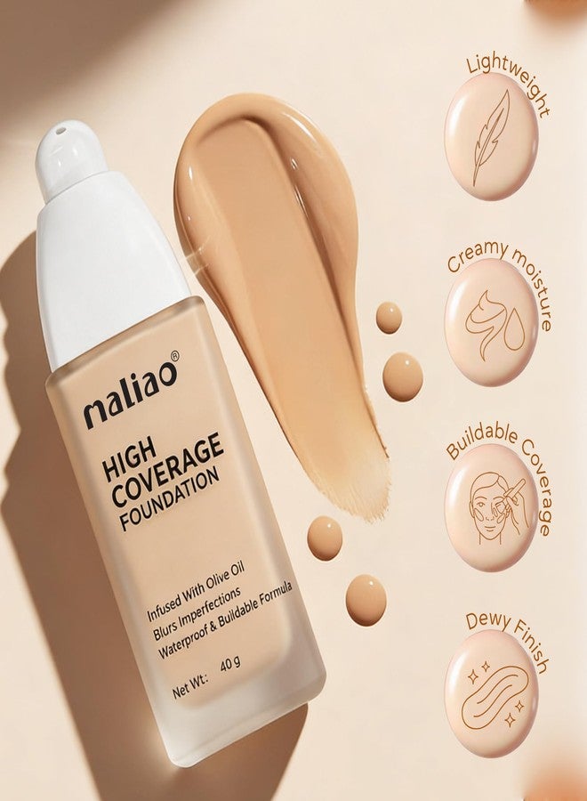 ماليو كريم أساس مالياو عالي التغطية ومقاوم للماء | تغطية كاملة تدوم طويلاً | إطلالة ساحرة تدوم طوال اليوم | لمسة نهائية مطفية | مقاوم للعرق والزيوت | تركيبة خفيفة الوزن تسمح للبشرة بالتهوية | بيج طبيعي، 40 مل - Image 3