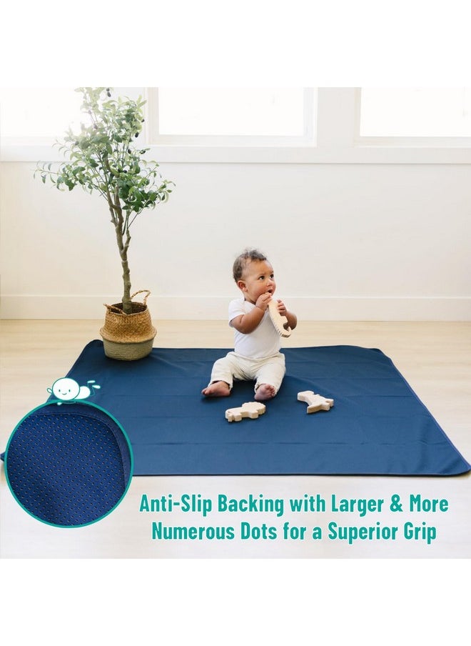 Little One's Pad Little One's Pad Baby Splat Mat for Under High Chair, 51 x 51 Inch Splash Mat, Waterproof and Washable Floor Protector, Anti-Slip Spill Mat, Deep Blue  - Image 3
