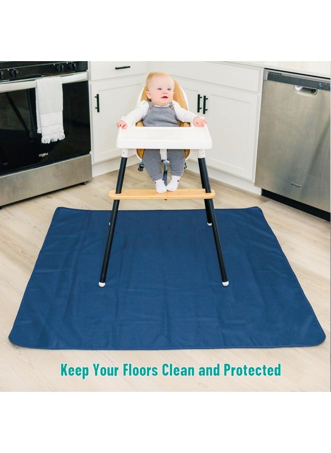 Little One's Pad Little One's Pad Baby Splat Mat for Under High Chair, 51 x 51 Inch Splash Mat, Waterproof and Washable Floor Protector, Anti-Slip Spill Mat, Deep Blue  - Image 2