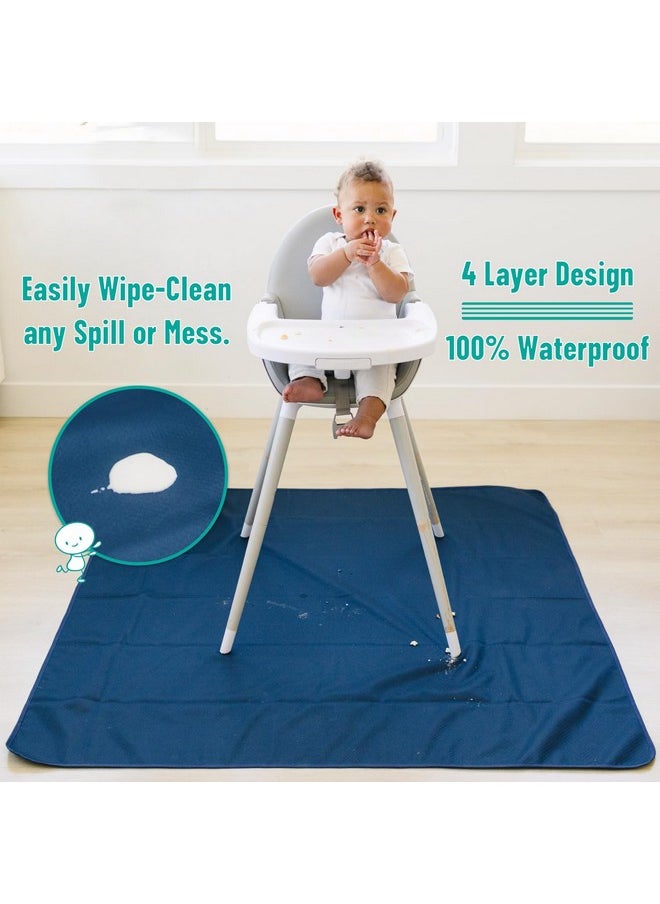Little One's Pad Little One's Pad Baby Splat Mat for Under High Chair, 51 x 51 Inch Splash Mat, Waterproof and Washable Floor Protector, Anti-Slip Spill Mat, Deep Blue  - Image 4