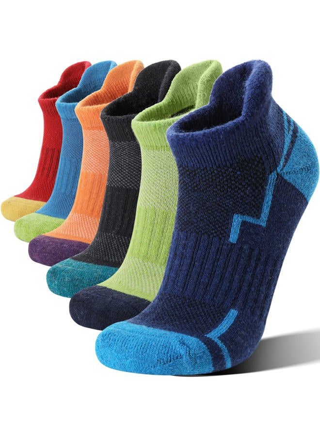 Welwoos Merino Wool Ankle Hiking Socks Thermal Warm Thick Winter Compression Support Running Cushion Breathable No Show Socks for Women Men Gifts Stocking Stuffers 6 Pairs(Mixed Color,M) - Image 1