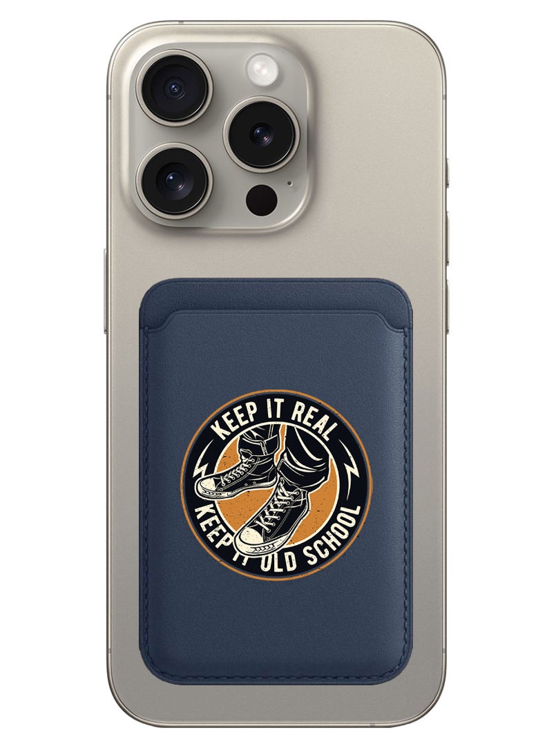 Theodor Magnetic Wallet, Compatible with MagSafe Wallet, for iPhone Wallet, for iPhone 16/15/14/13/12 Series, Not for iPhone 13/12 mini, 3 Card Holder, Vegan Leather, Navy - Old school - Image 1