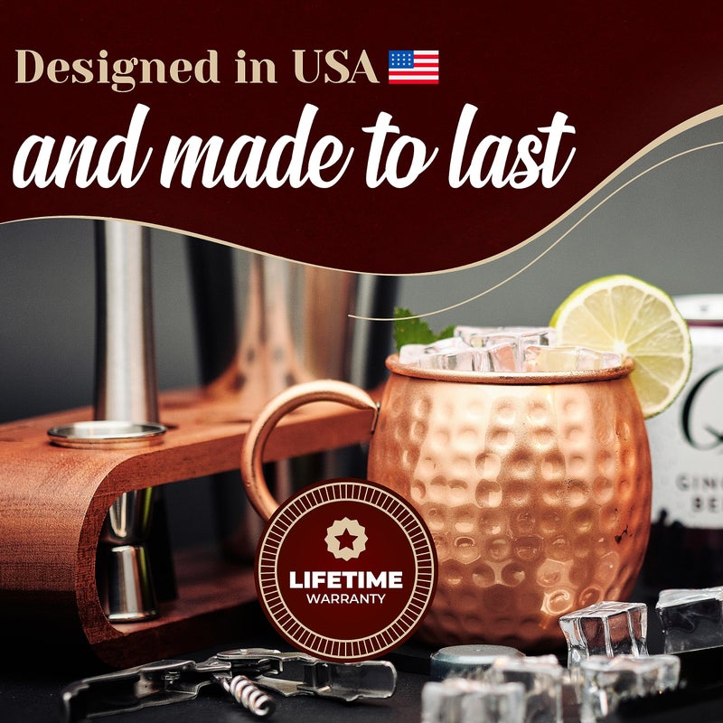 Advanced Mixology [Gift Set] Mule Science Moscow Mule Mugs Set of 4 (19 oz. large size) | 100% Handcrafted | Food Safe | Copper Mugs w/Accessories | Tarnish Resistant Copper Cups - Image 4
