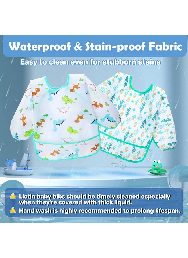 Lictin Long Sleeve Bibs 5 Pack Baby Bibs For Girl Or Boy 024 Months Neutral Baby Smock For Eating Waterproof Toddler Bibs Reusable Infant Baby Bibs For Feeding Teething Or Weaning  - Image 3