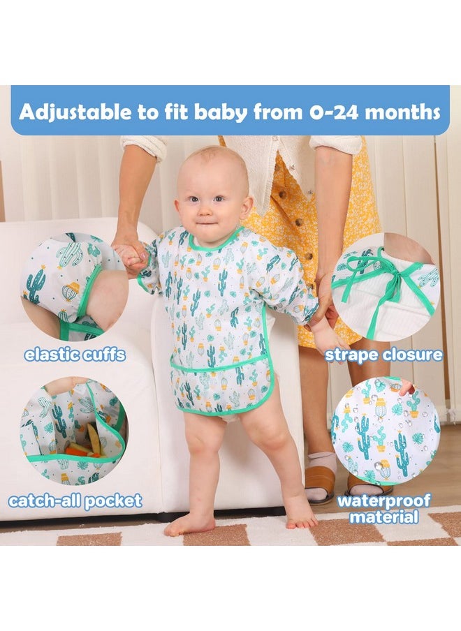 Lictin Long Sleeve Bibs 5 Pack Baby Bibs For Girl Or Boy 024 Months Neutral Baby Smock For Eating Waterproof Toddler Bibs Reusable Infant Baby Bibs For Feeding Teething Or Weaning  - Image 5