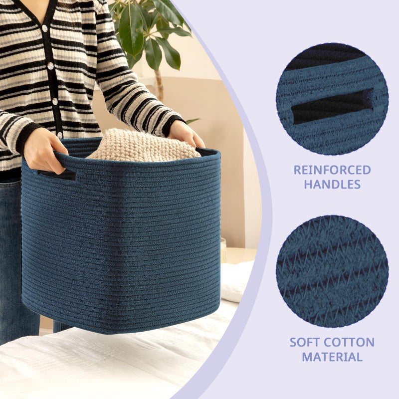 OIAHOMY Storage Cubes, 13 Inch Cube Storage Organizer, Collapsible Storage Bins, Baskets for Organizing, Storage Bins for Shelves-Blue, 2-PACK - Image 3