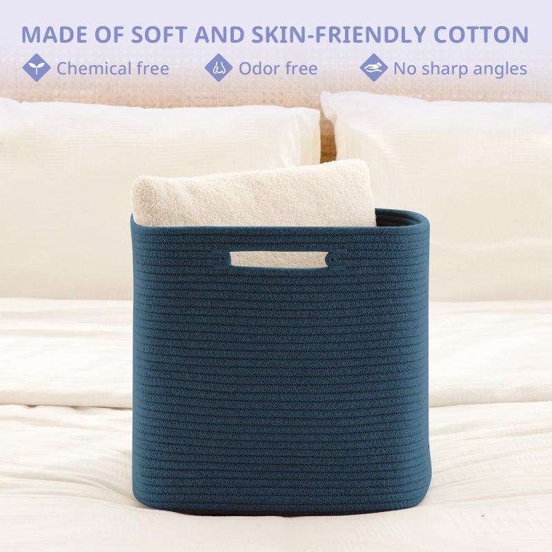 OIAHOMY Storage Cubes, 13 Inch Cube Storage Organizer, Collapsible Storage Bins, Baskets for Organizing, Storage Bins for Shelves-Blue, 2-PACK - Image 5