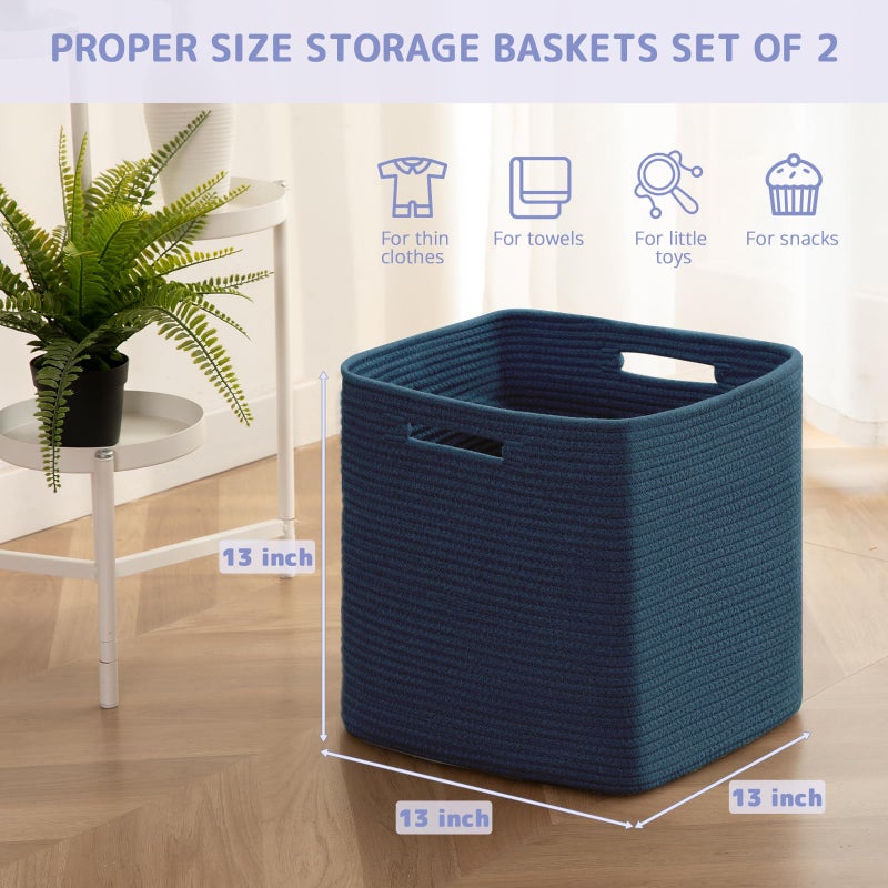 OIAHOMY Storage Cubes, 13 Inch Cube Storage Organizer, Collapsible Storage Bins, Baskets for Organizing, Storage Bins for Shelves-Blue, 2-PACK - Image 2
